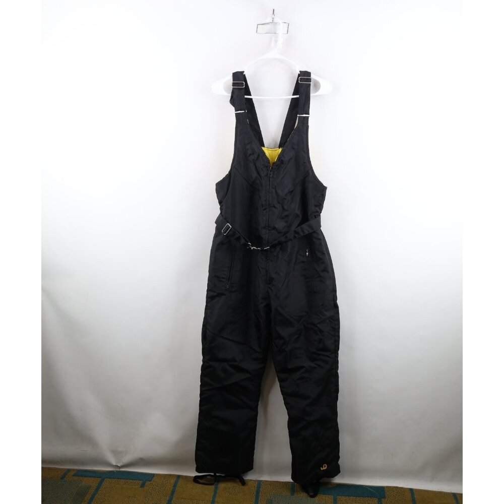 Vintage 70s John Deere Mens Medium Distressed Insulated Overalls Bibs Black USA